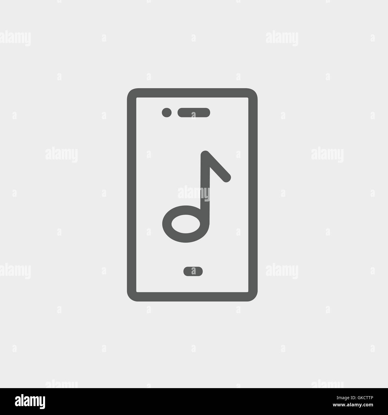 Telefono con la nota musicale thin line icona Illustrazione Vettoriale