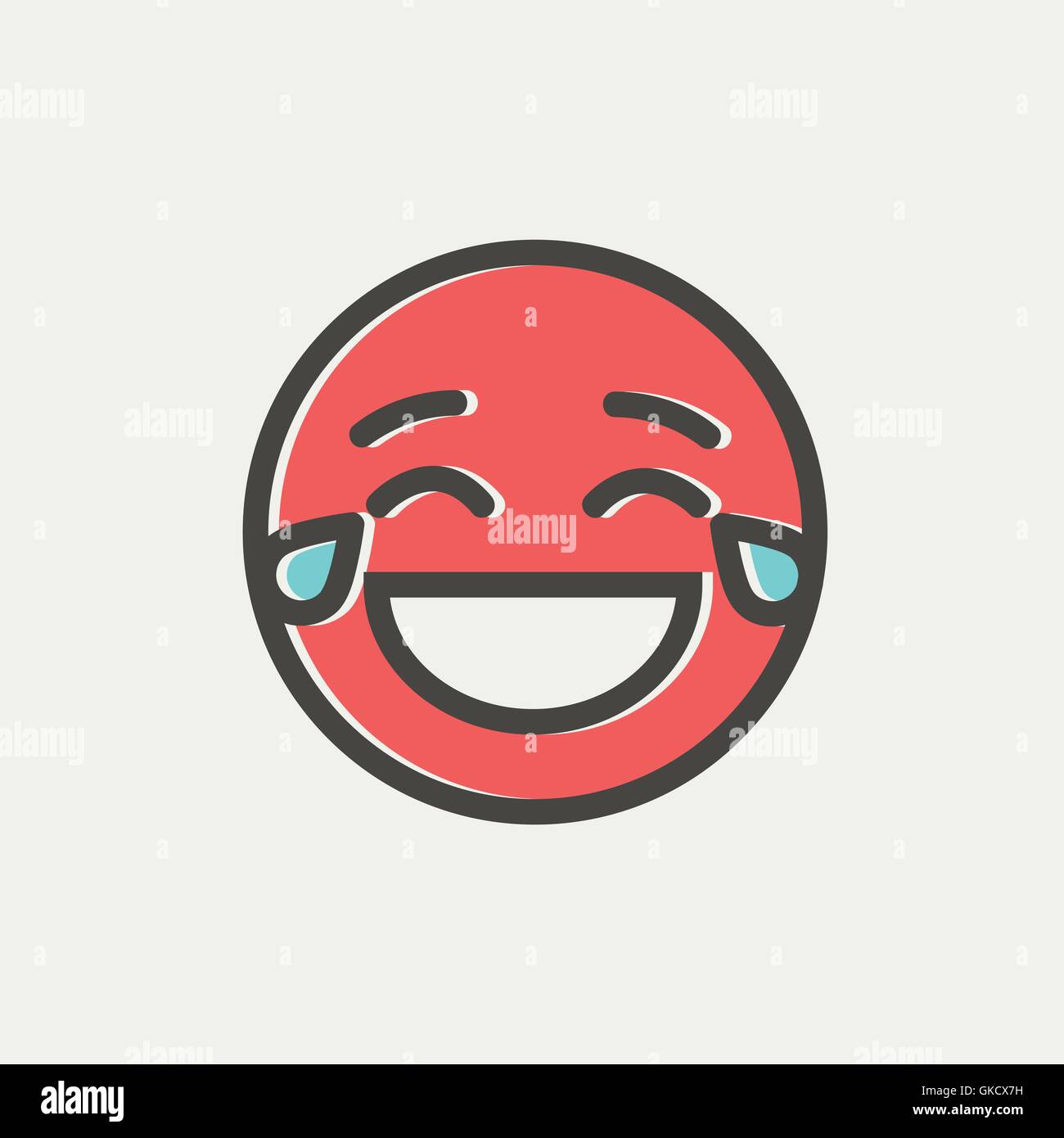 Ridendo emoticon con lacrime di gioia sottile Icona di linea Illustrazione Vettoriale