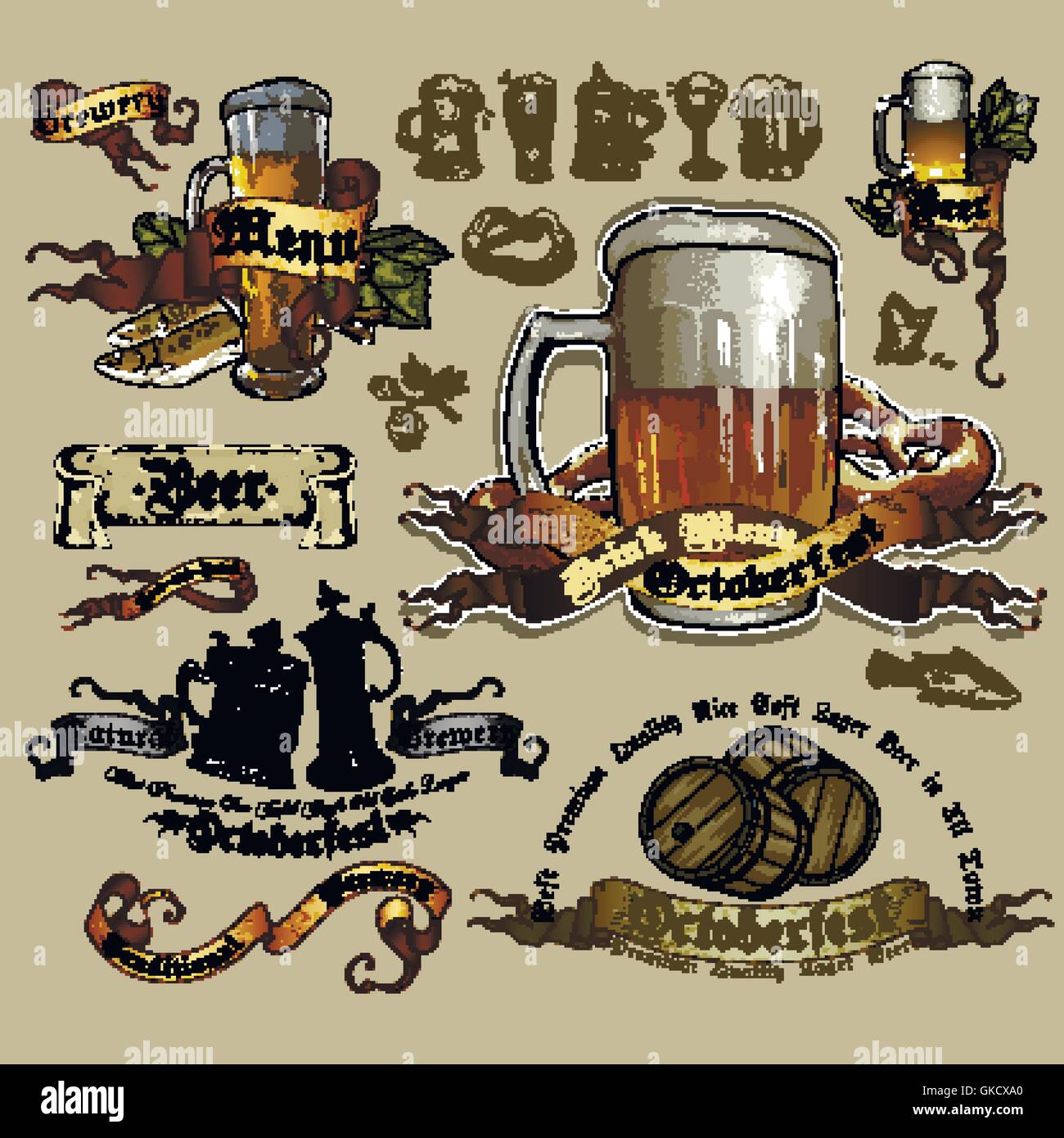 Set di elementi di birra Illustrazione Vettoriale