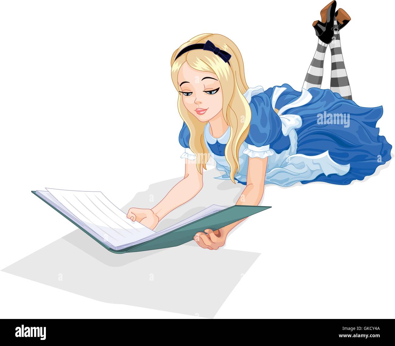 Alice la lettura di un libro Illustrazione Vettoriale