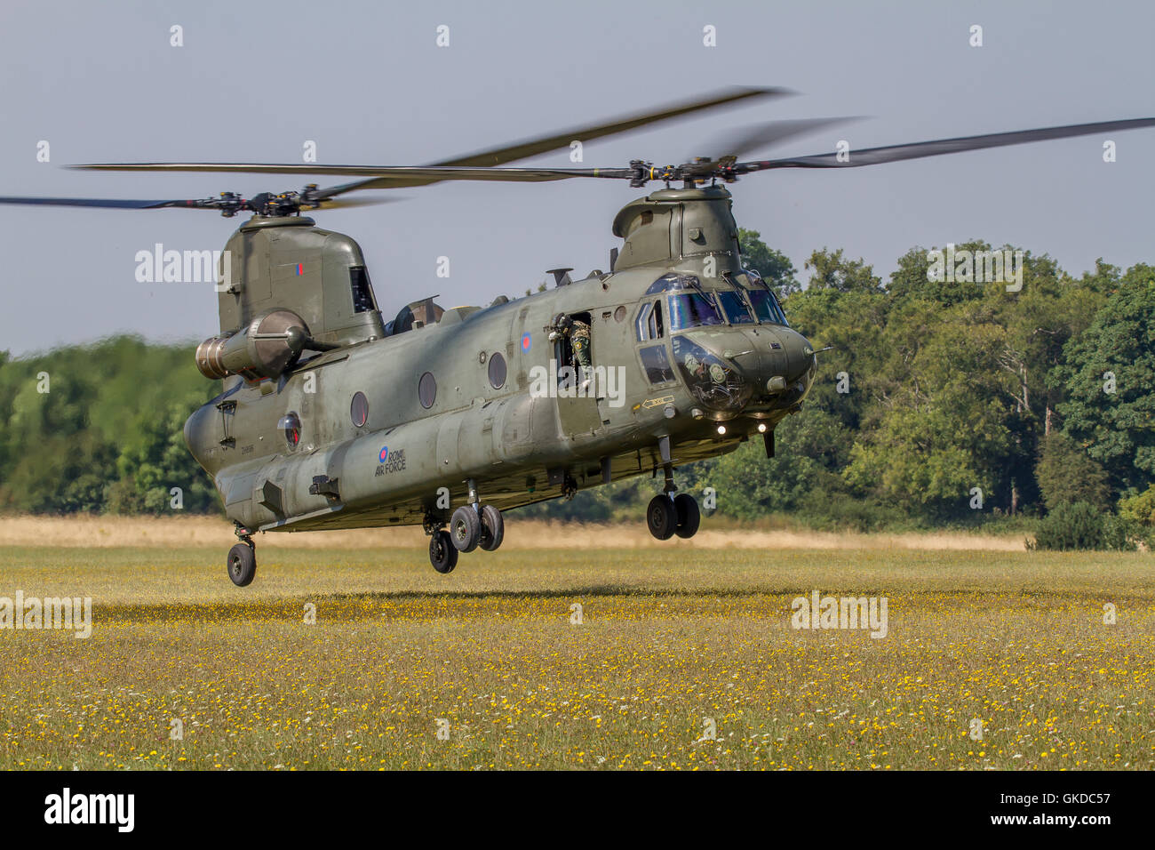 Royal Air Force Boeing Chinook HC.2 sbarco durante un volo di formazione Foto Stock