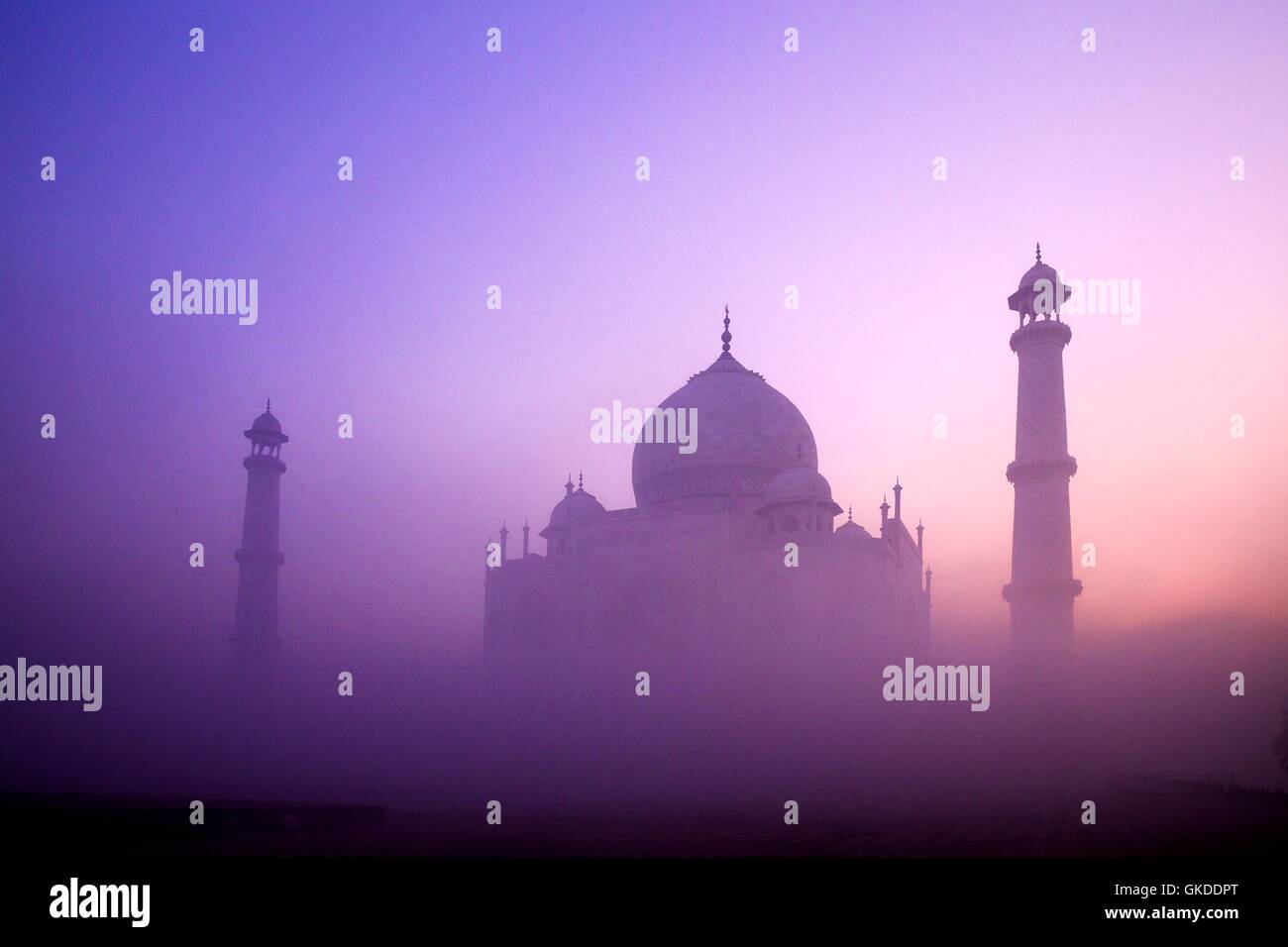 Taj Mahal all'alba, sito patrimonio mondiale dell'unesco, Agra, Uttar Pradesh, India, Asia Foto Stock
