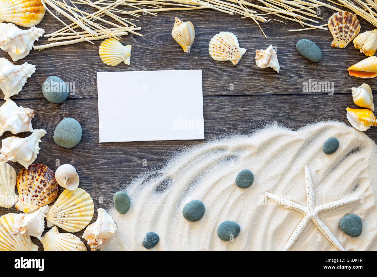 Biglietto di auguri e i sostegni del mare Foto Stock
