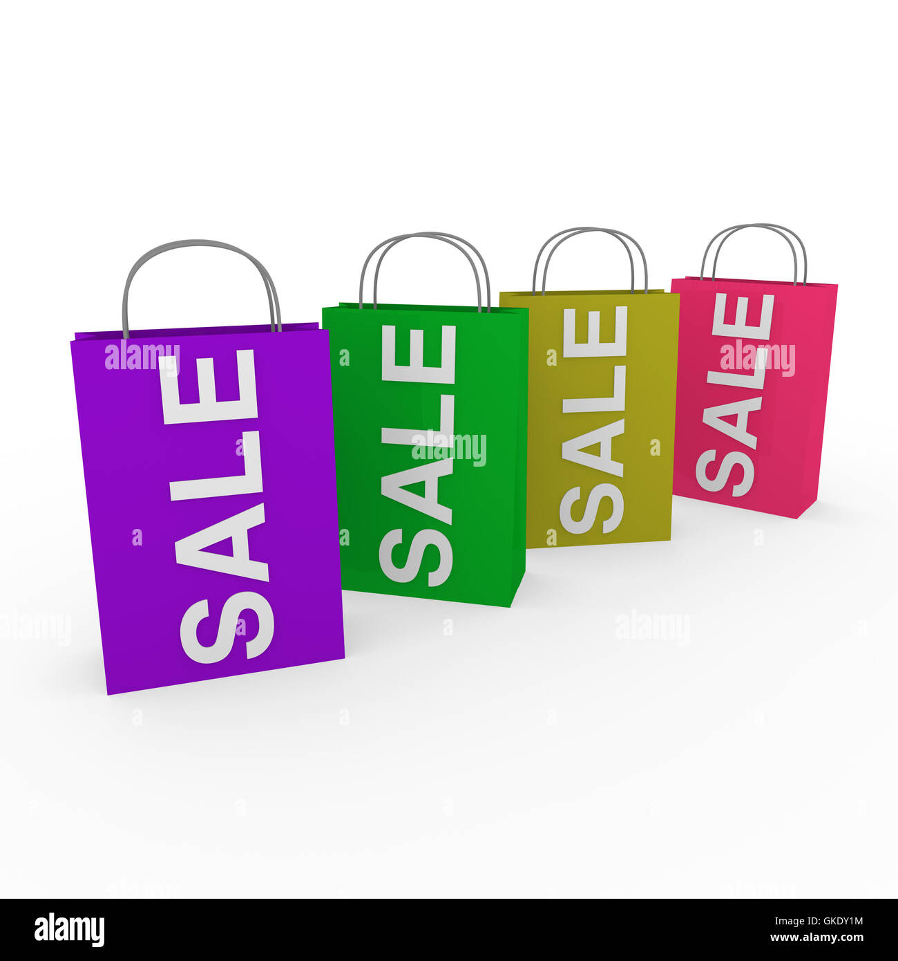 3d vendita sacchetti colorati Foto Stock