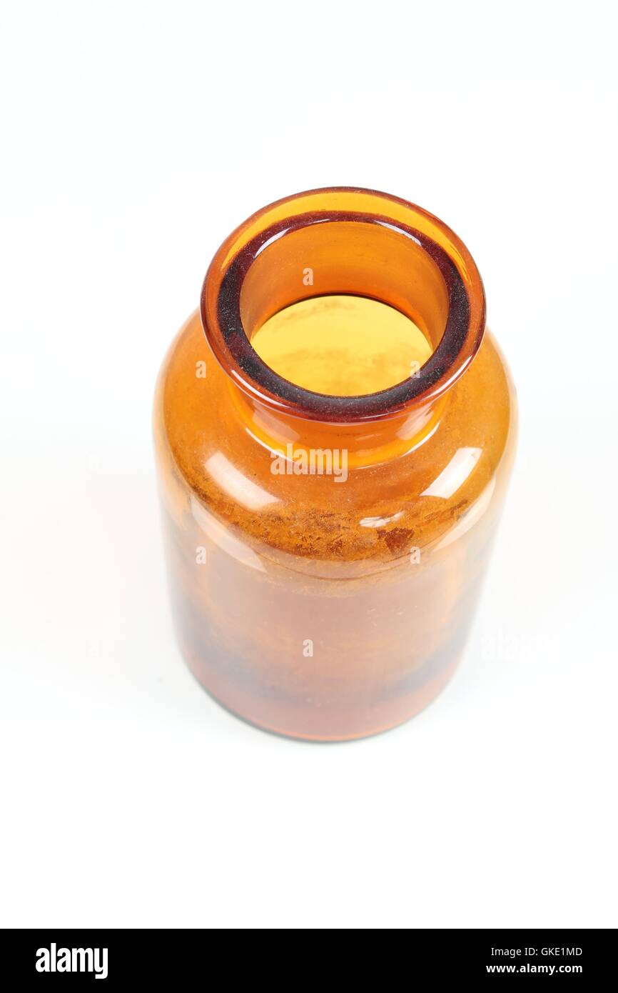 Bottiglia in vetro marrone Foto Stock