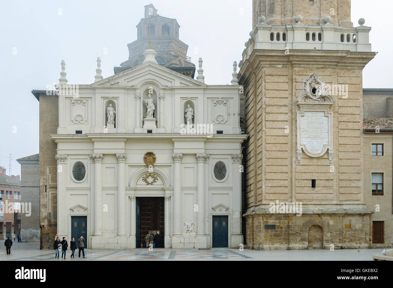 Salvador cattedrale della città di Saragozza, patrimonio mondiale, Aragona, Spagna, Europa. Foto Stock
