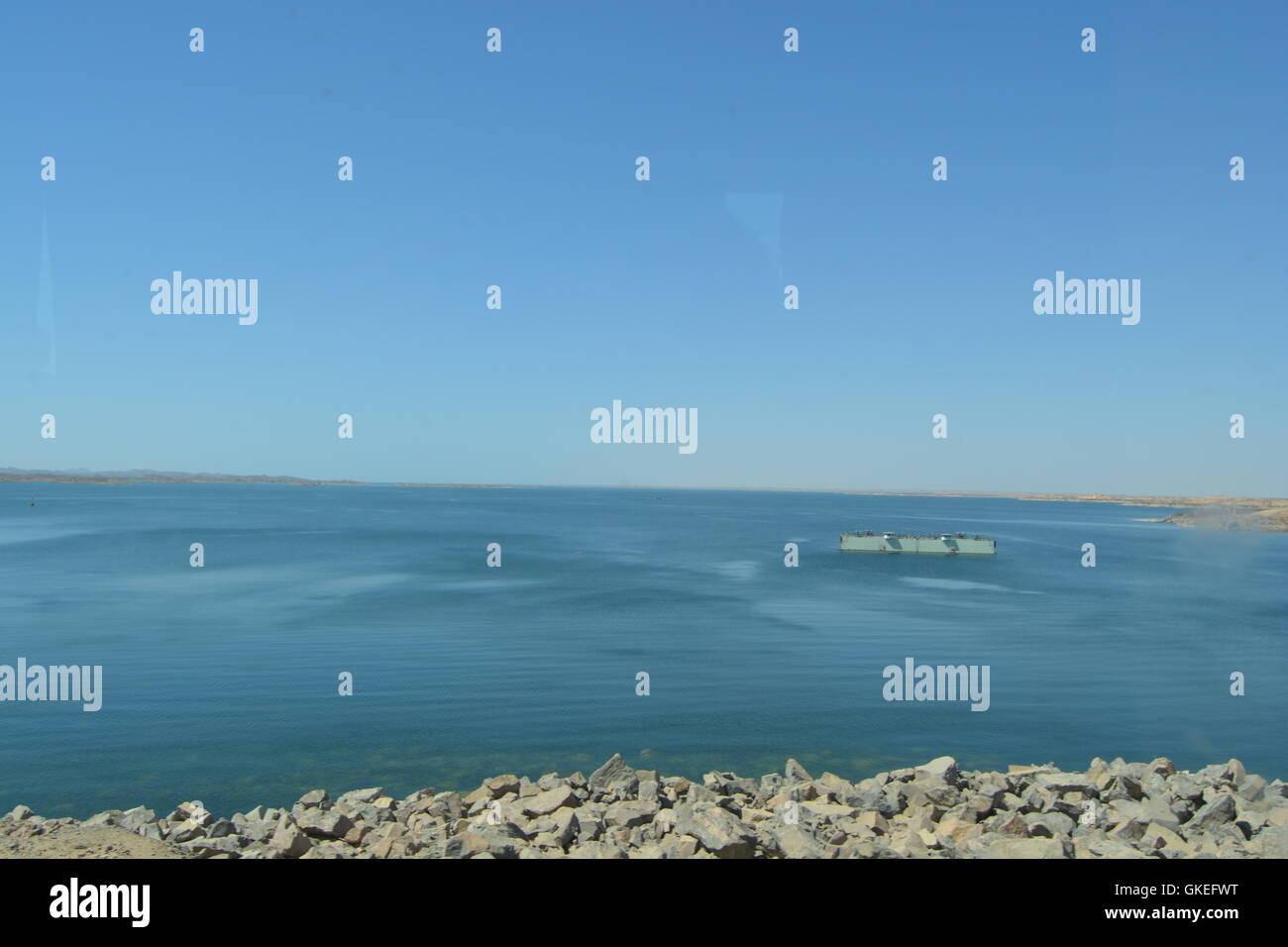 Diga di Assuan, Lago Nassar, Egitto Foto Stock