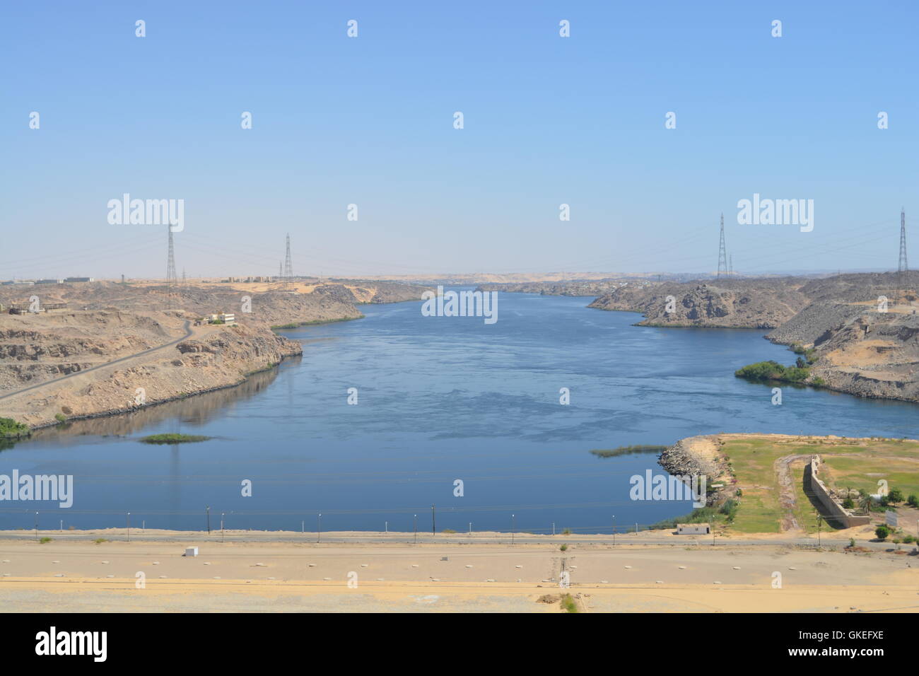 Diga di Assuan, Lago Nassar, Egitto Foto Stock