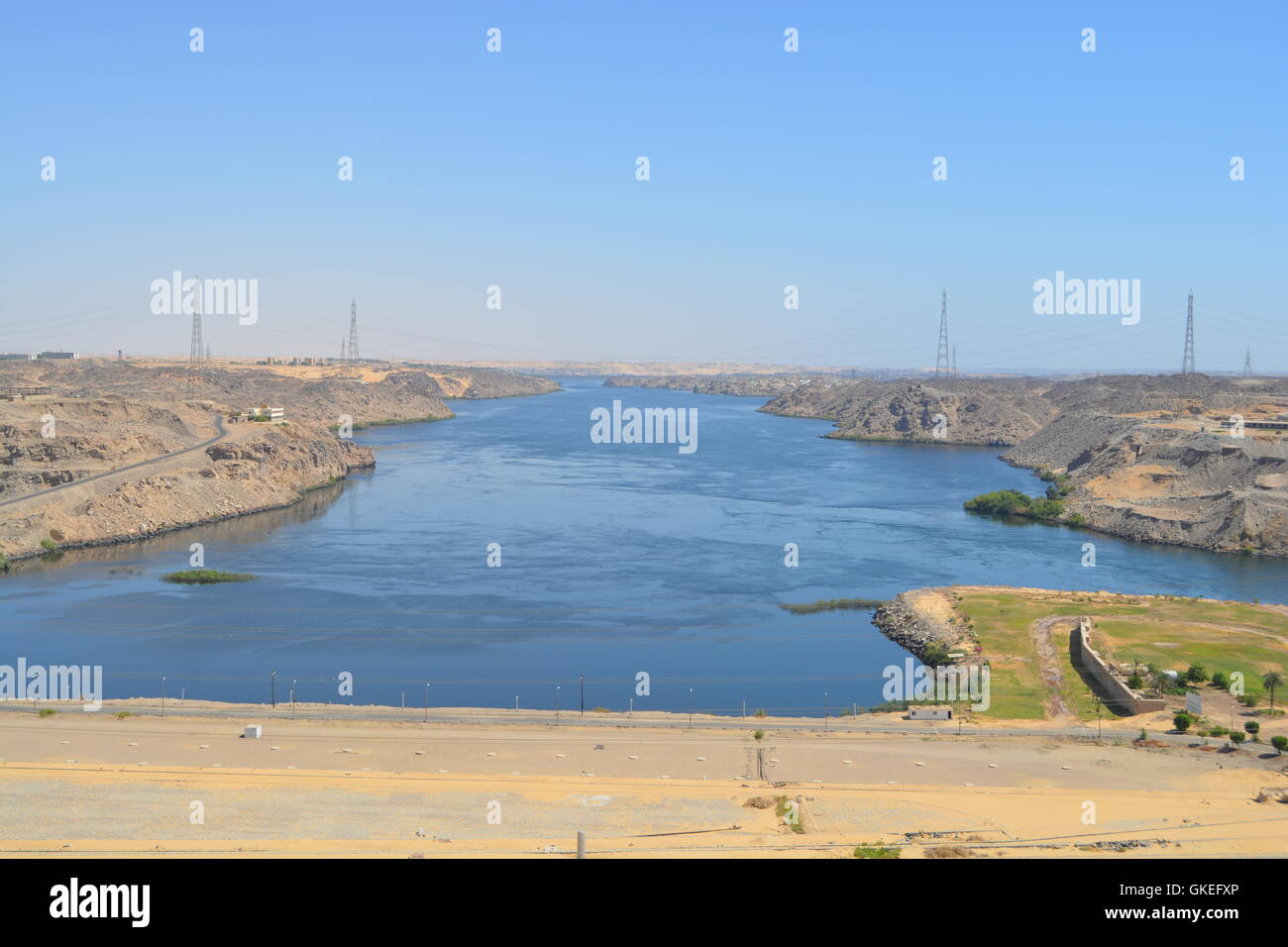 Diga di Assuan, Lago Nassar, Egitto Foto Stock