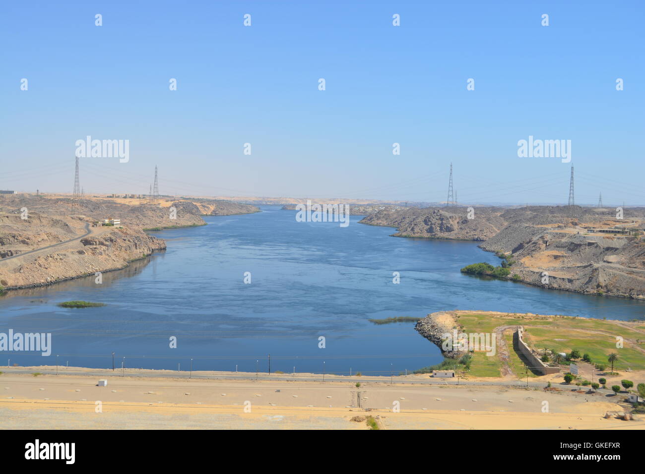 Diga di Assuan, Lago Nassar, Egitto Foto Stock