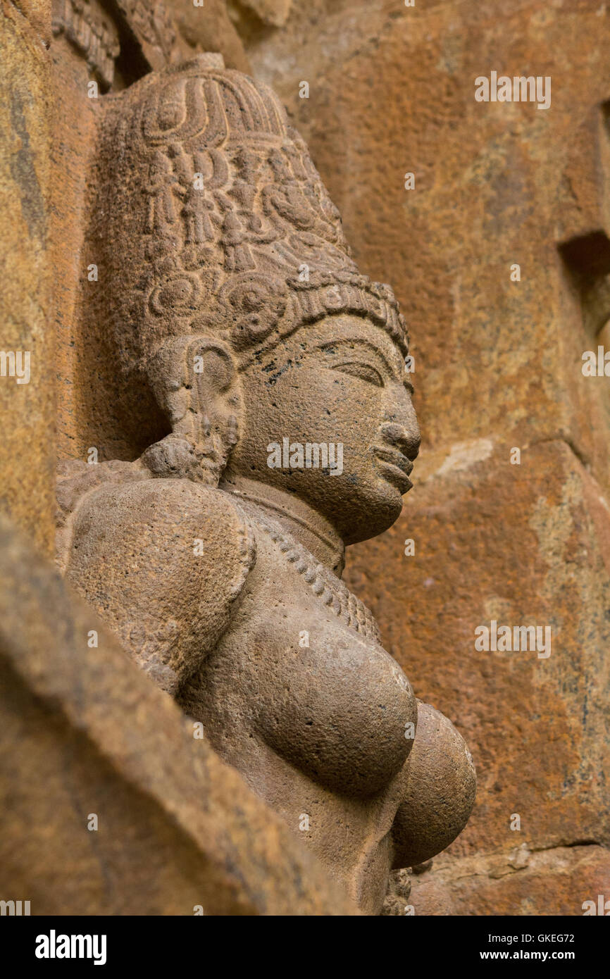 Dea Saraswathy il dettaglio della parete grande architettura all antica Gangaikonda Cholapuram tempio, Tamil Nadu, India Foto Stock