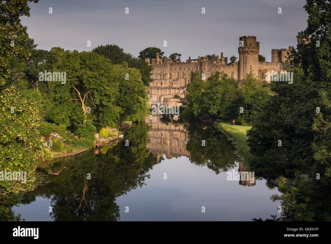 Il Castello di Warwick di sunrise Foto Stock