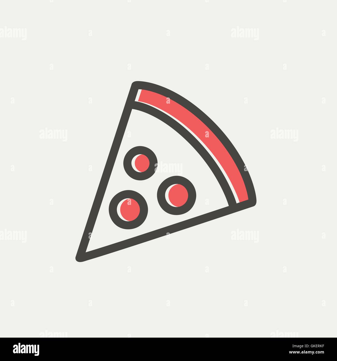 Trancio di pizza sottile Icona di linea Illustrazione Vettoriale