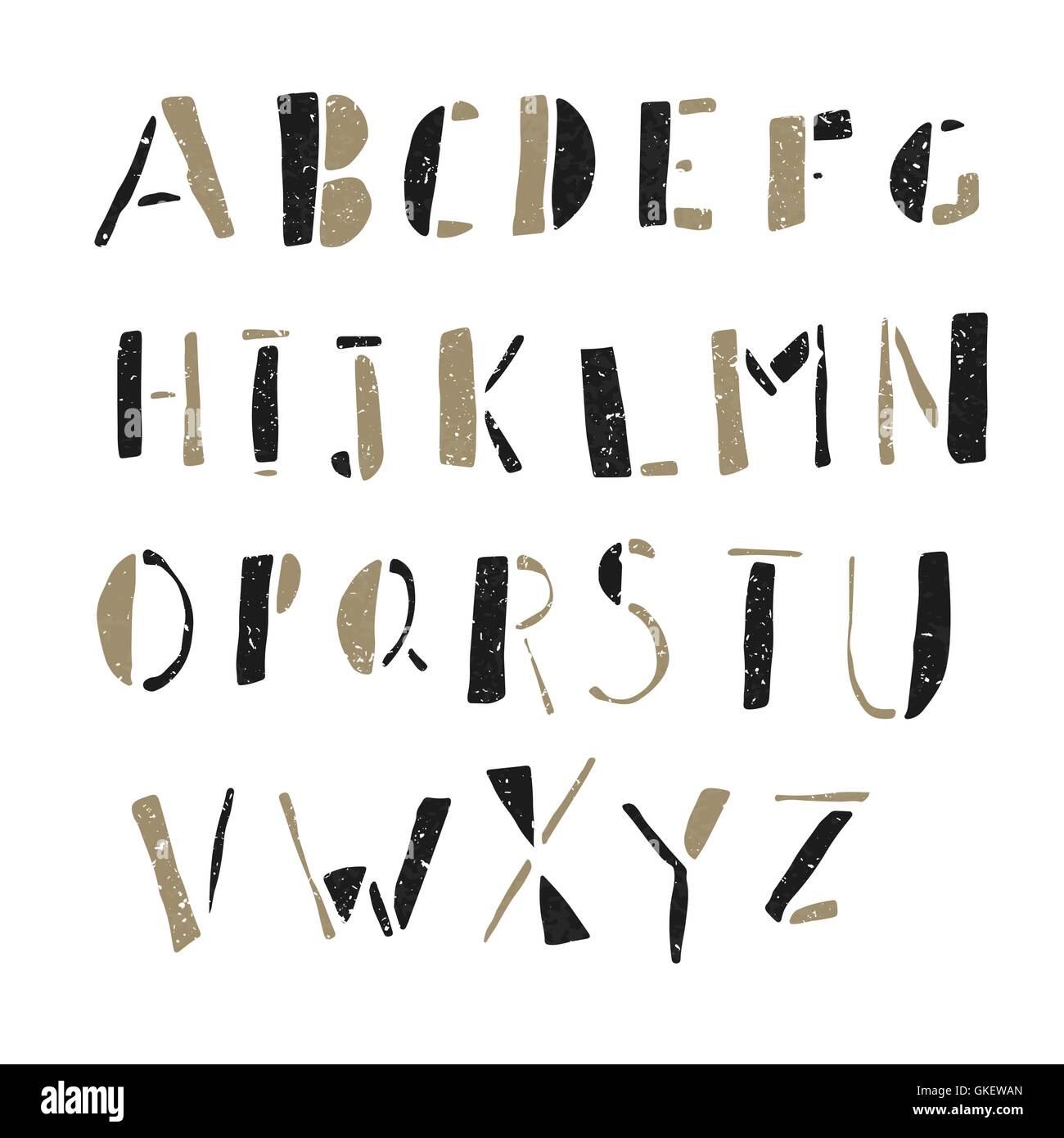 Disegnate a mano alfabeto scarabocchi Illustrazione Vettoriale