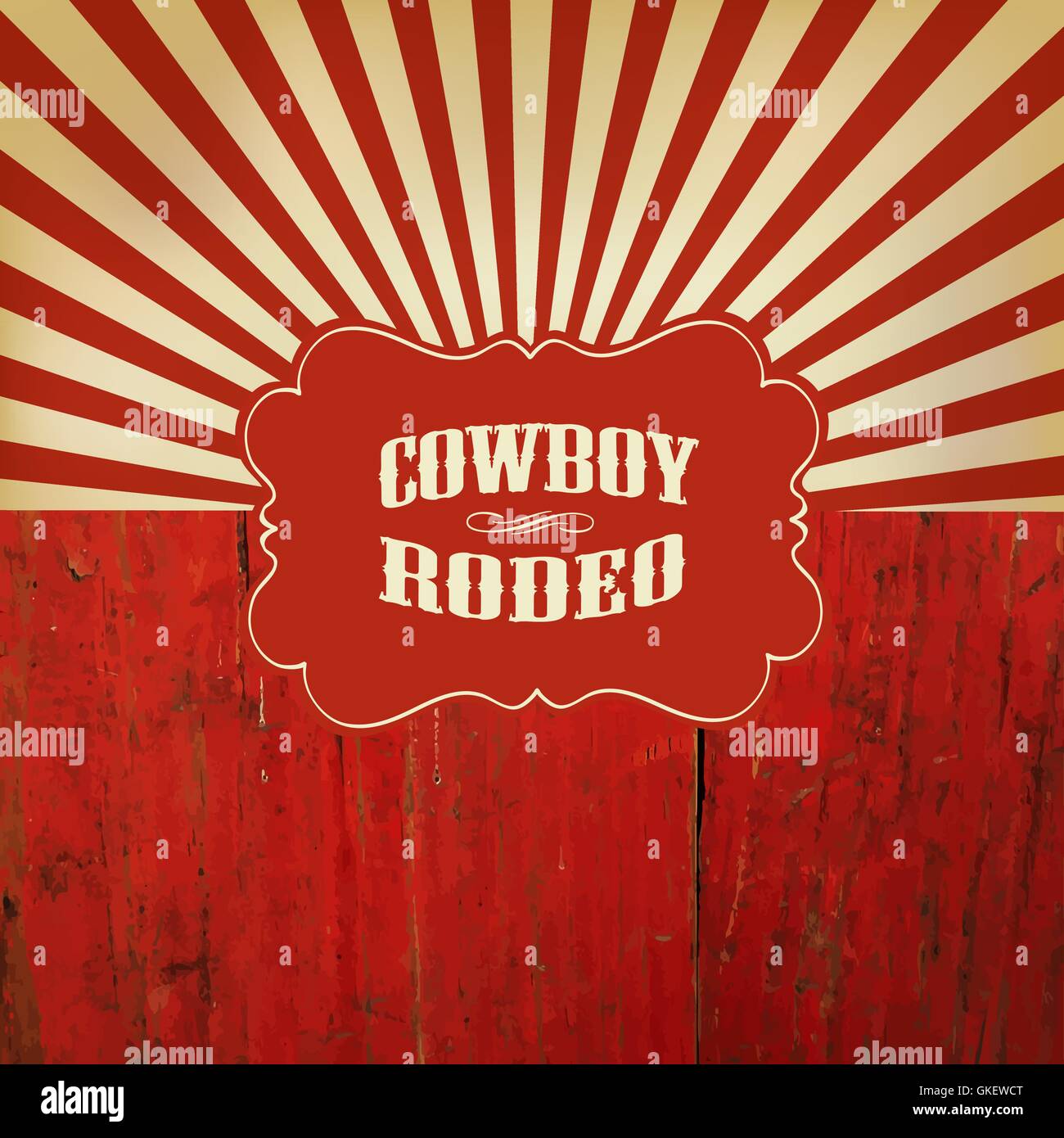 Wild West Rodeo sfondo. Su Red recinzione di legno Illustrazione Vettoriale