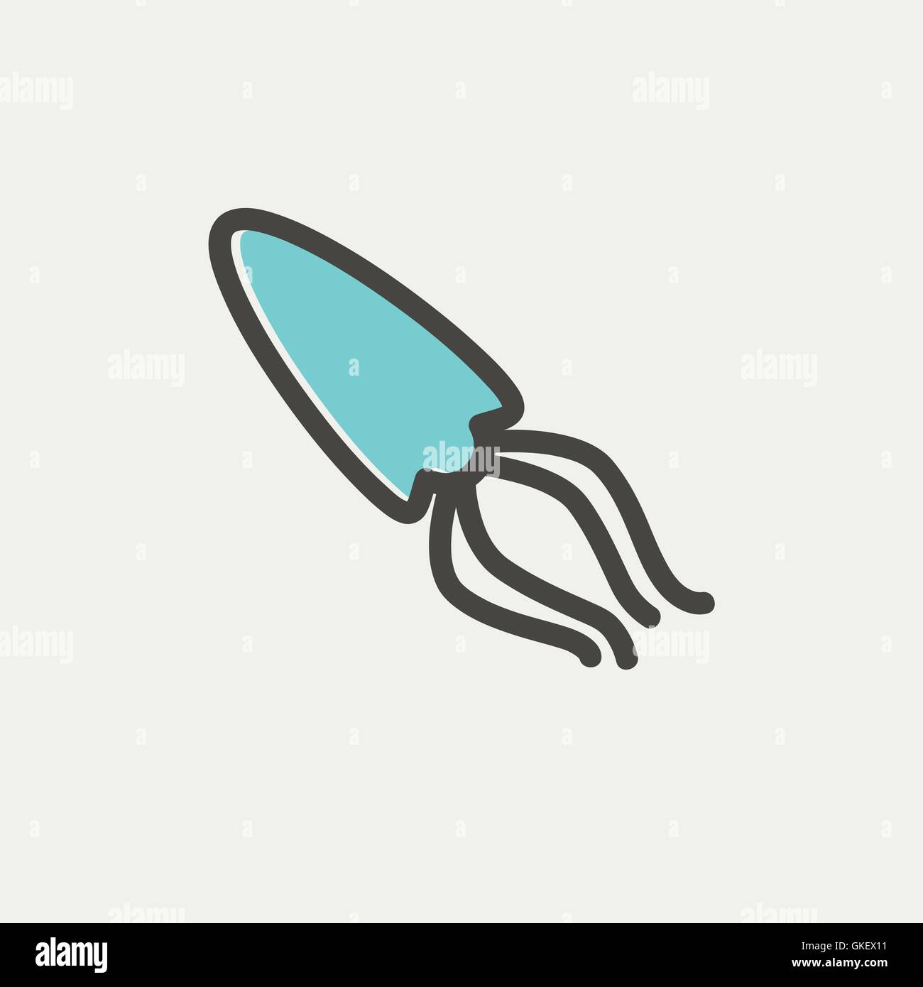 Pesce calamari thin line icona Illustrazione Vettoriale