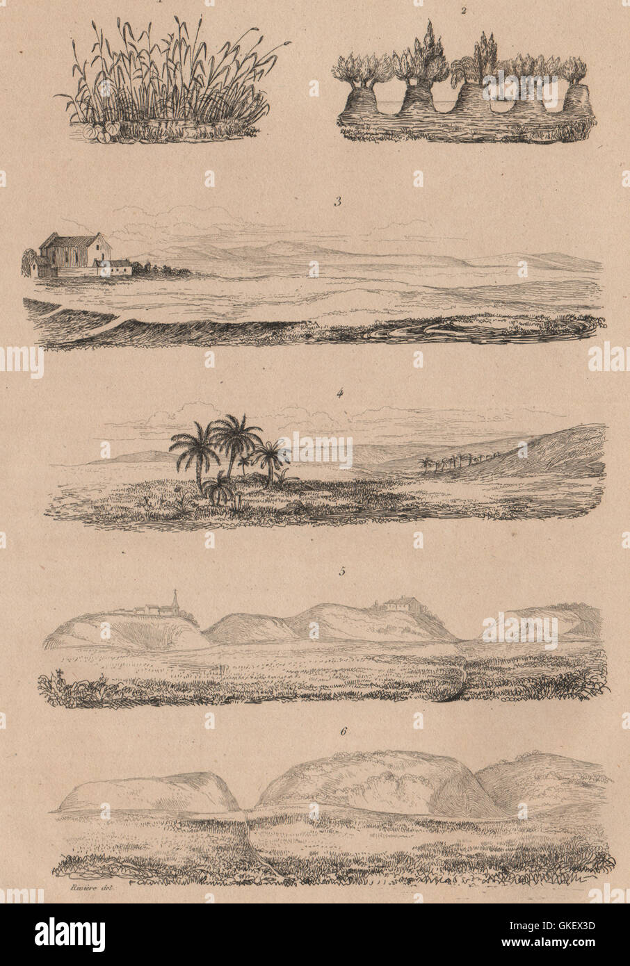Paesaggi marini: Plages. Spiagge. Paesaggi costieri. III, antica stampa 1834 Foto Stock