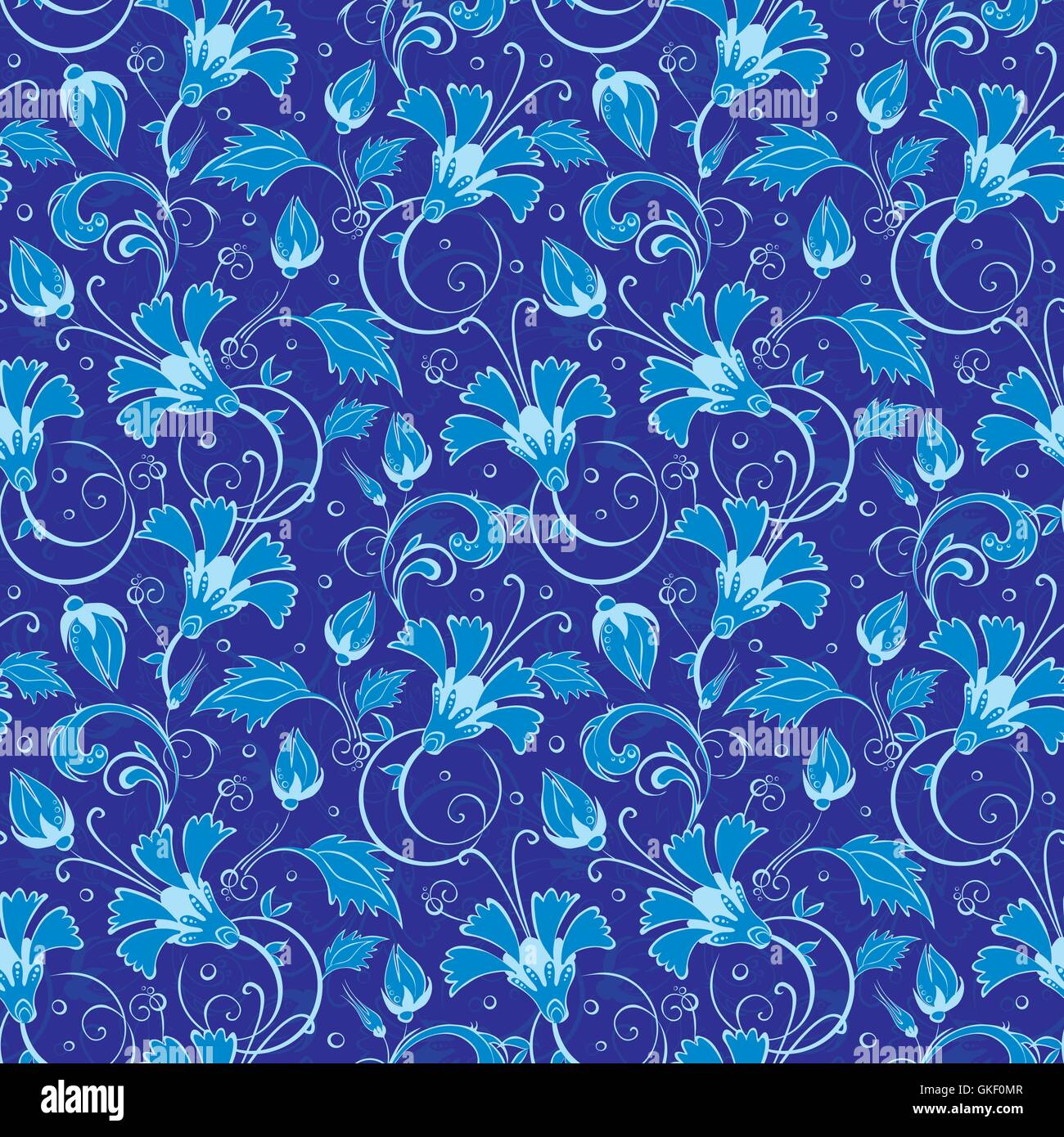 Vettore blu scuro turco seamless floral background pattern Illustrazione Vettoriale