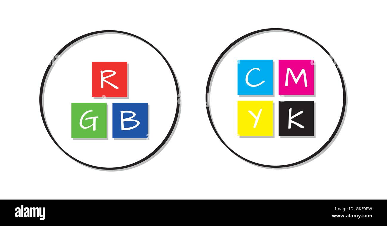 Rgb e cmyk di icone Illustrazione Vettoriale