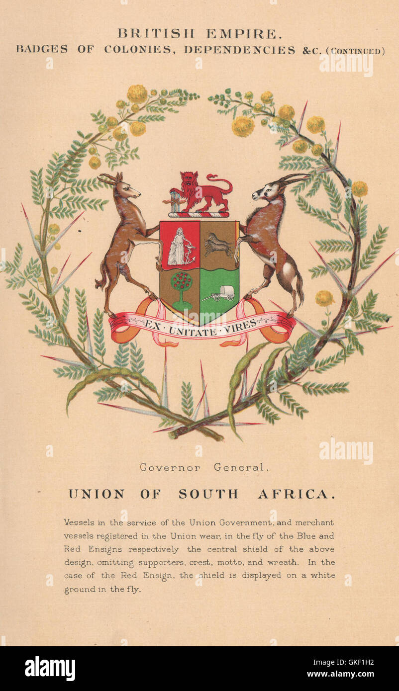 BRITISH SUD AFRICA bandiere. Governatore Generale, Unione del Sud Africa, 1916 Foto Stock