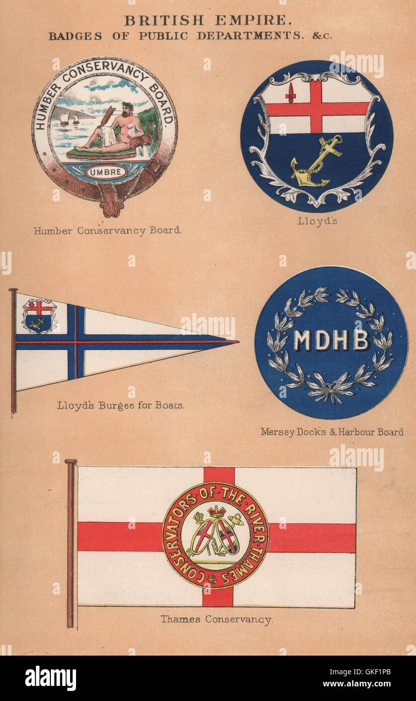 Bandiere britanniche Thames/Humber Conservancy.Lloyd's Burgee.MERSEY DOCKS Harbour 1916 Foto Stock