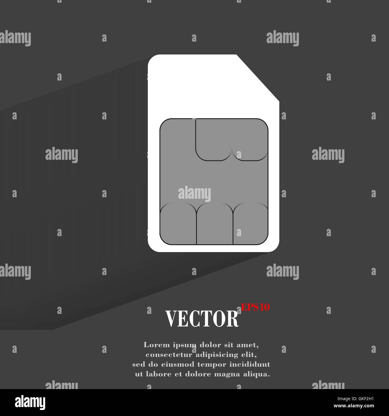 Scheda SIM. Appartamento moderno web pulsante con lunga ombra e lo spazio per il tuo testo. Illustrazione Vettoriale