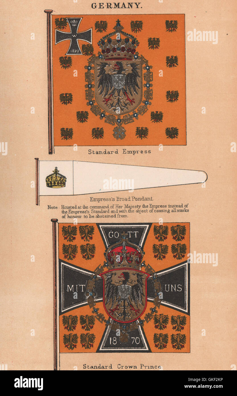 Germania bandiere. Imperatrice dell Standard & Broad pendente. Il principe ereditario dell Standard, 1916 Foto Stock