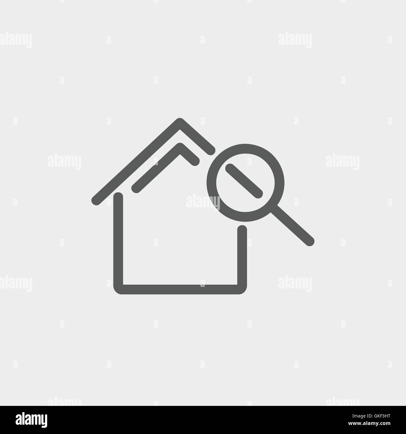 Casa e lente di ingrandimento thin line icona Illustrazione Vettoriale