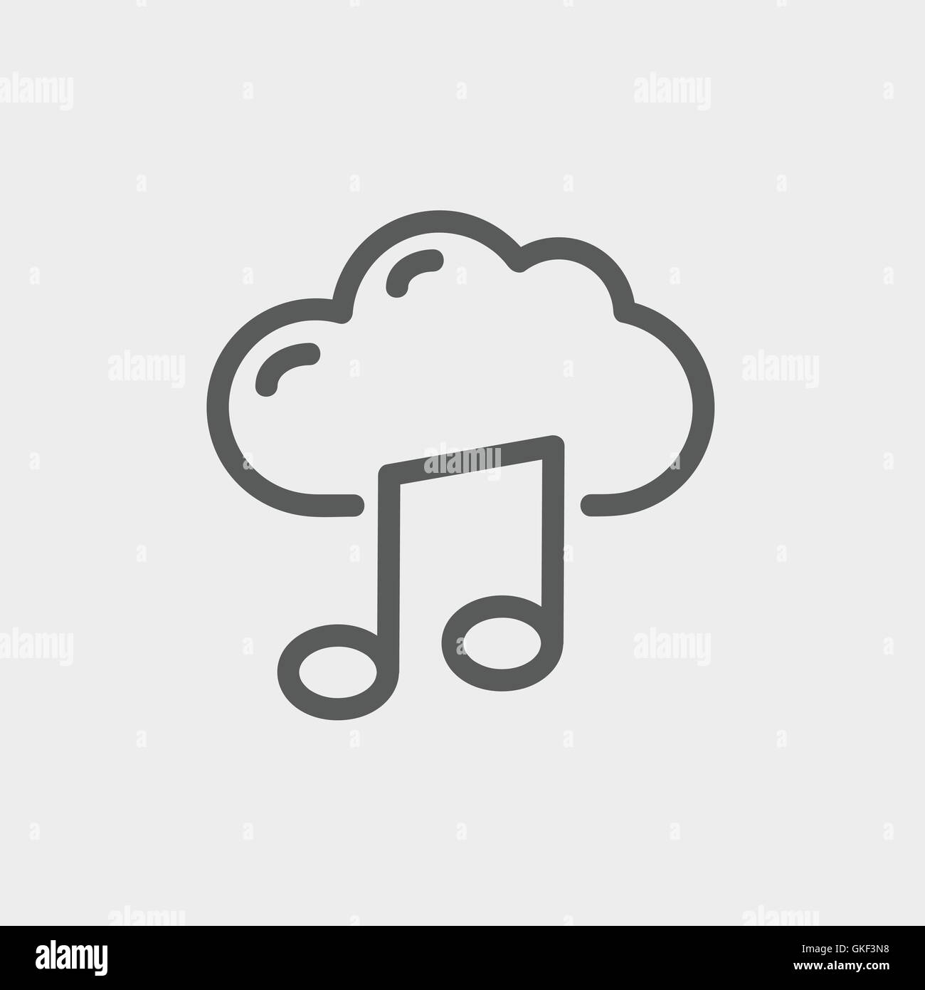 Il Cloud melody thin line icona Illustrazione Vettoriale