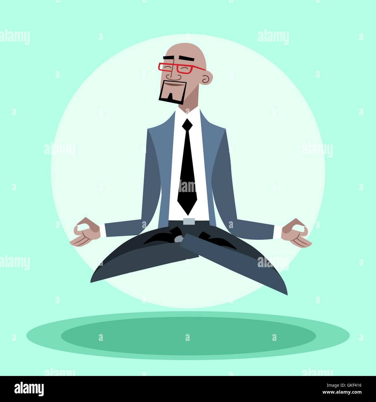 Imprenditore africano tranquillo si blocca in aria come un yogi Illustrazione Vettoriale