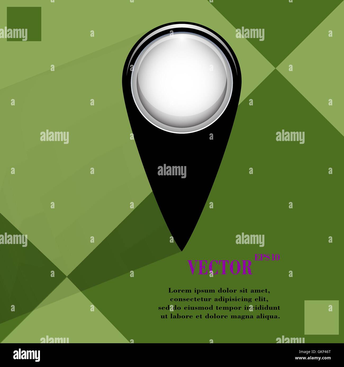 Mappa puntatori. Appartamento moderno pulsante web su un piano geometrico sfondo astratto Illustrazione Vettoriale