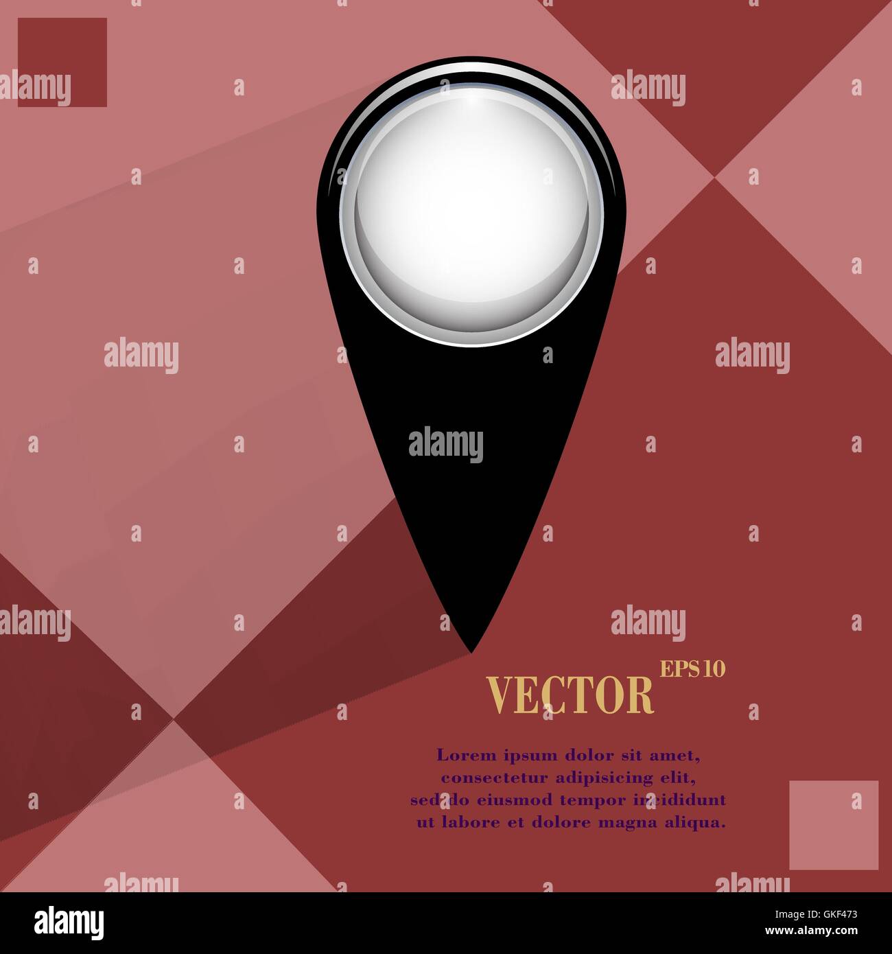 Mappa puntatori. Appartamento moderno pulsante web su un piano geometrico sfondo astratto Illustrazione Vettoriale