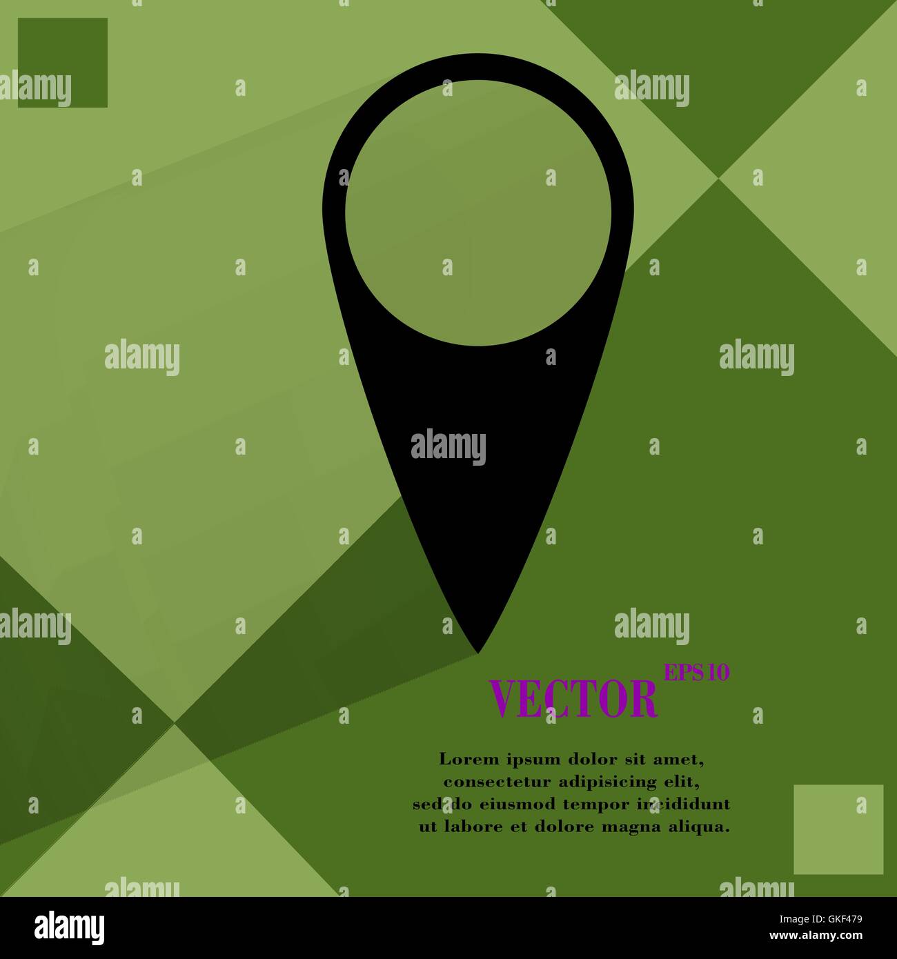 Mappa puntatori. Appartamento moderno pulsante web su un piano geometrico sfondo astratto Illustrazione Vettoriale