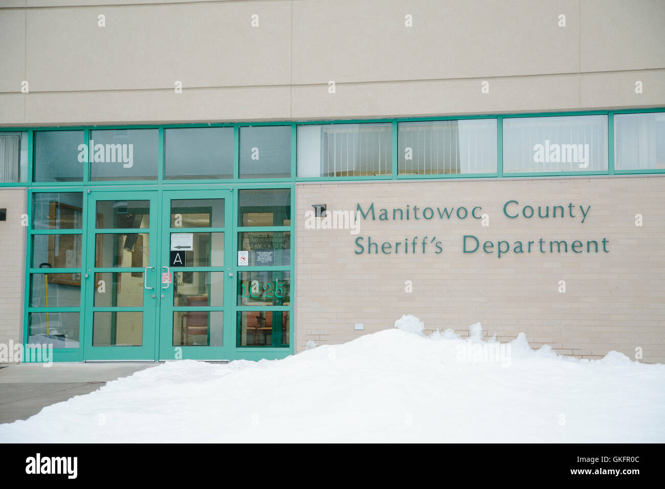 La Contea di Manitowoc Sheriff's Department esterno e digital signage, dal fare un assassino documentario. Foto Stock