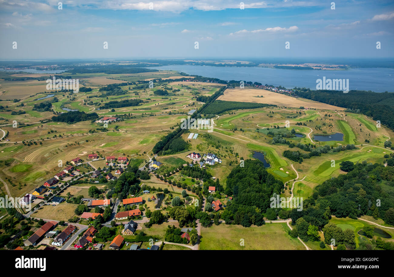 Vista aerea, Golf Club Fleesensee, Goehren-Lebbin, Mecklenburg Regione dei Laghi, Mecklenburgian Svizzera, Foto Stock