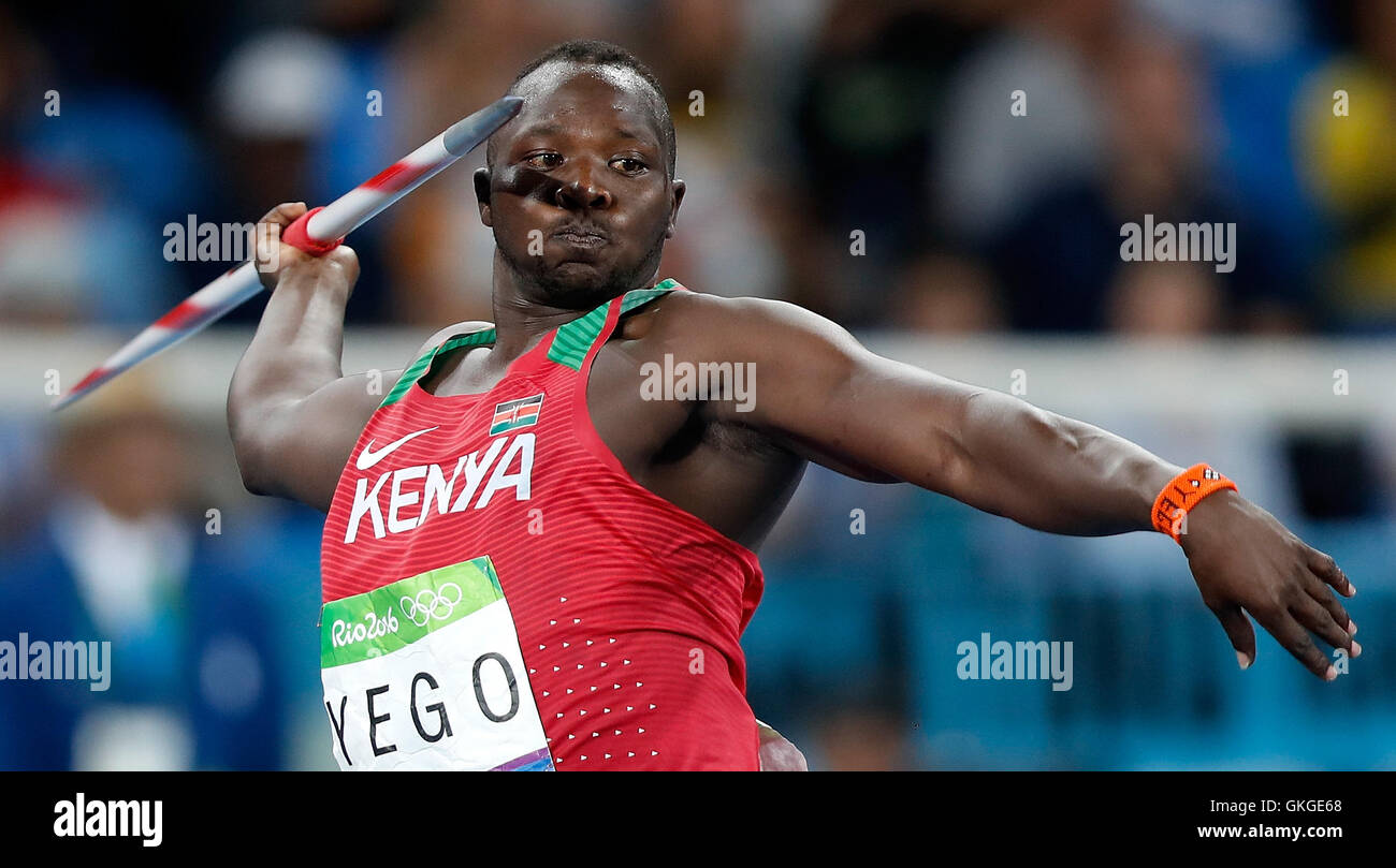 Rio De Janeiro, Brasile. 20 agosto 2016. Il Kenya è Giulio Yego compete durante gli Uomini Lancio del giavellotto Finale di atletica a 2016 Rio in occasione dei Giochi Olimpici di Rio de Janeiro, Brasile, sul 20 agosto, 2016. Julius Yego ha preso la medaglia d argento con 88.24 metri. Credito: Wang Lili/Xinhua/Alamy Live News Foto Stock