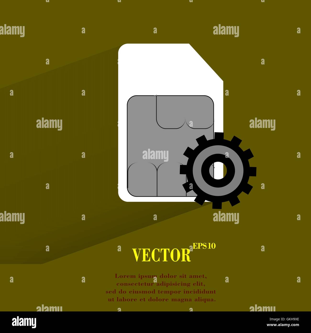 Scheda SIM. Appartamento moderno web pulsante con lunga ombra e lo spazio per il tuo testo. Illustrazione Vettoriale