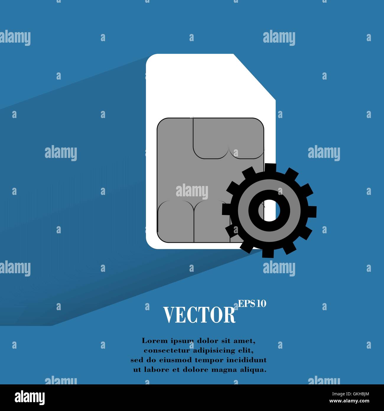 Scheda SIM. Appartamento moderno web pulsante con lunga ombra e lo spazio per il tuo testo. Illustrazione Vettoriale