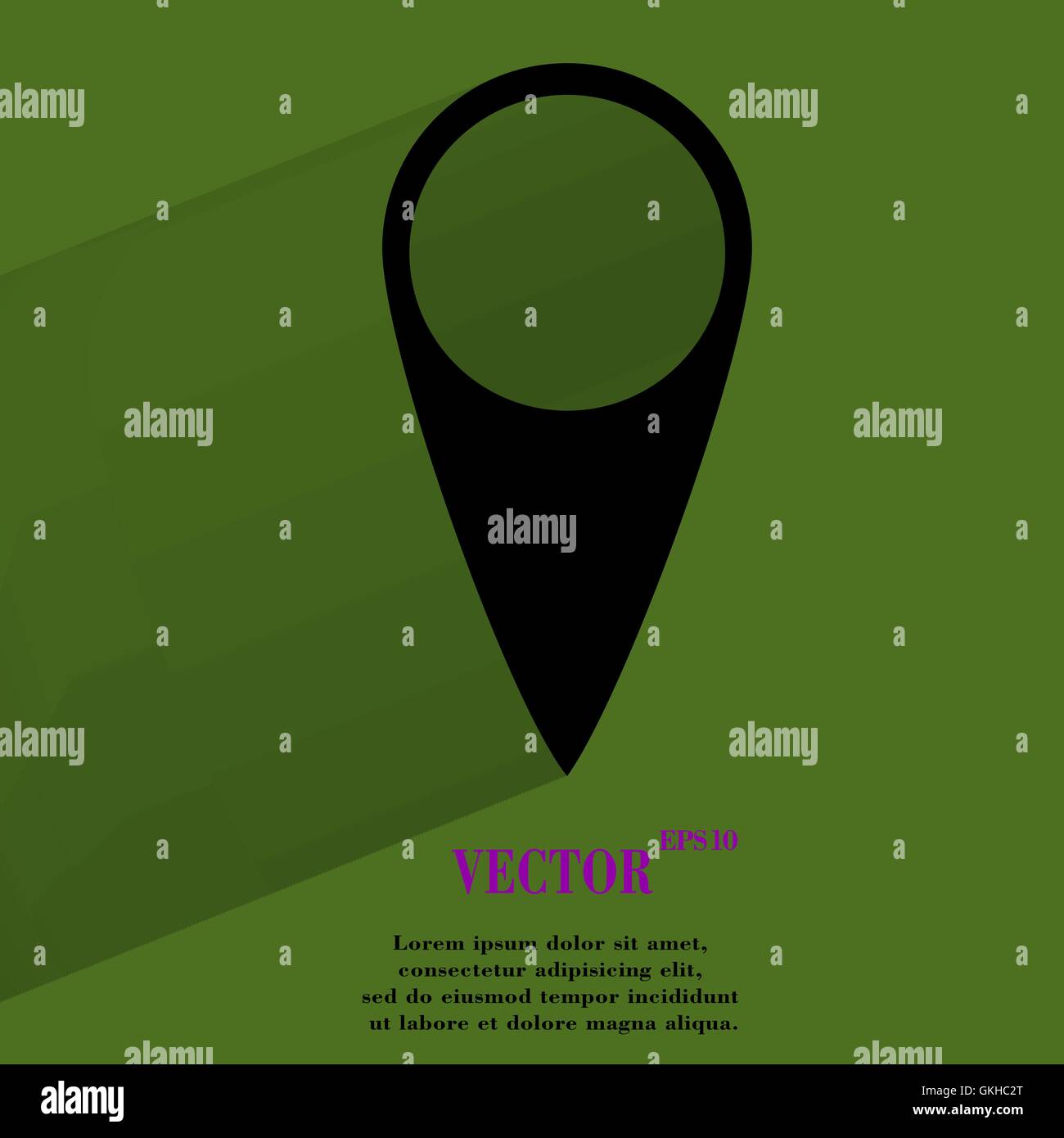 Mappa puntatori. Appartamento moderno web pulsante con lunga ombra e lo spazio per il testo Illustrazione Vettoriale