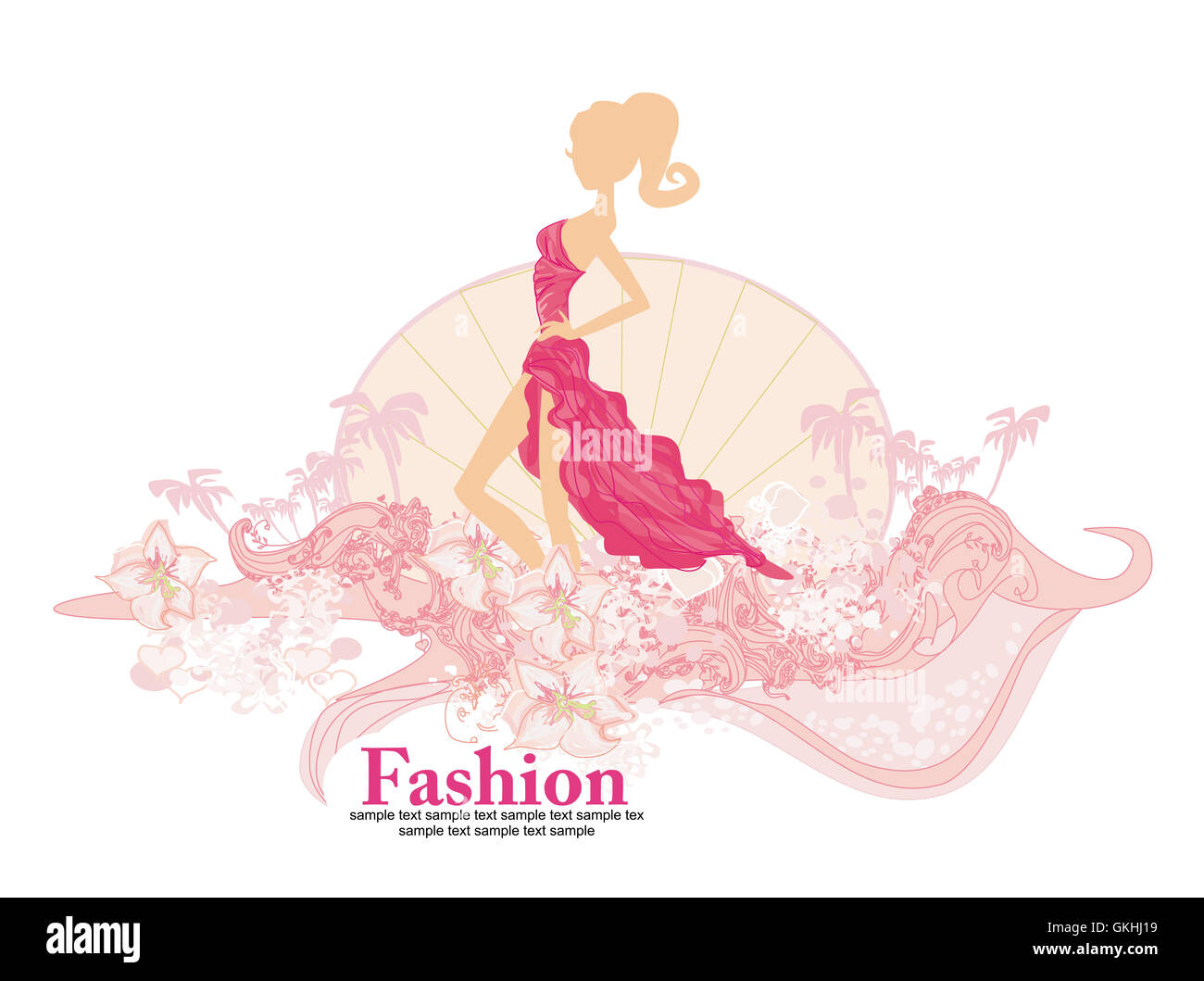 Abstract bellissimi fiori moda donna Foto Stock