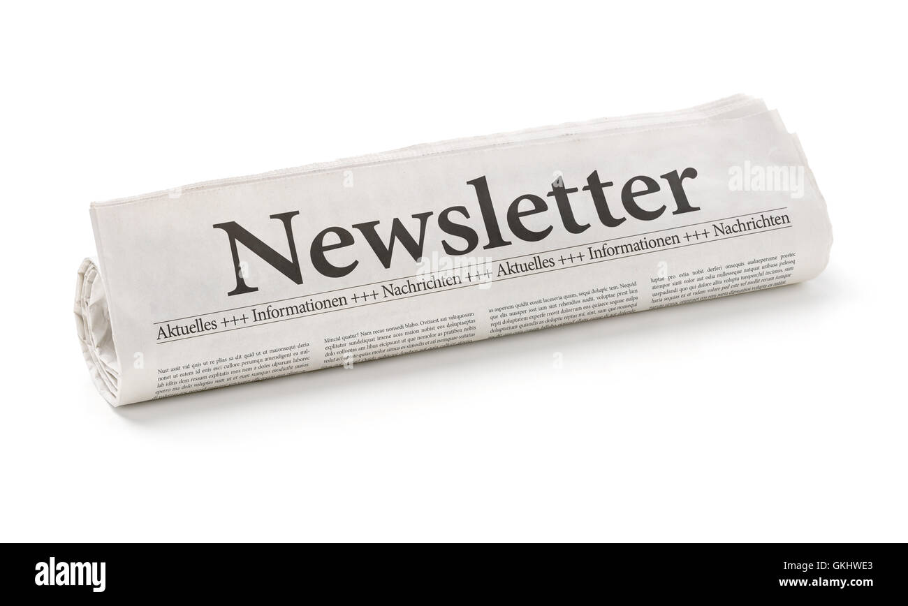 Rotolo di giornale con la voce newsletter Foto Stock
