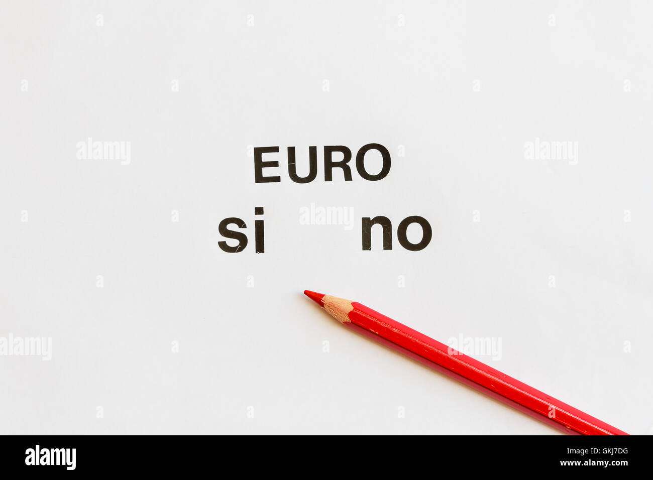 Approvazione o negazione dell'uso dell'euro come una valuta Foto Stock
