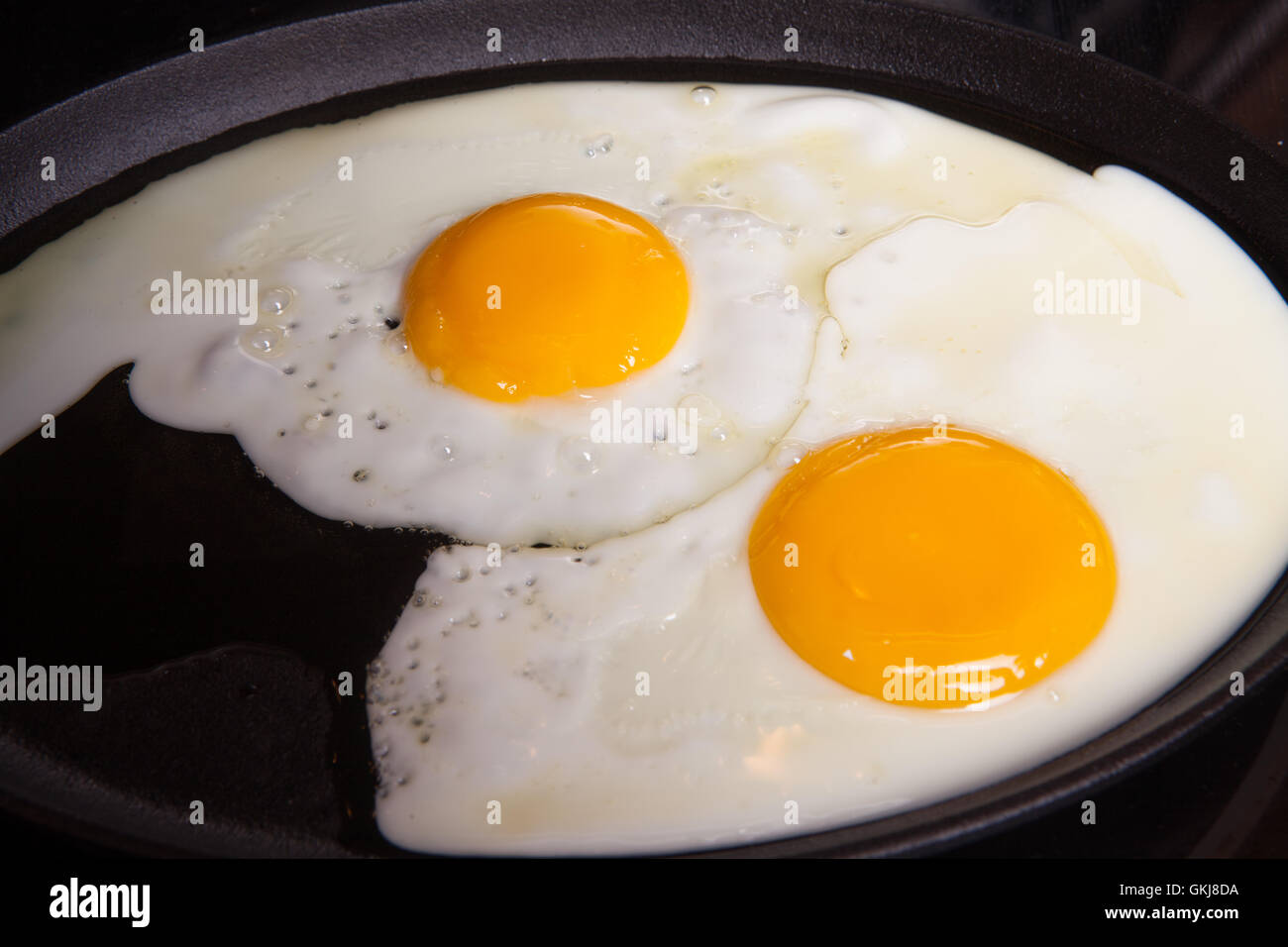 Uova fritte colazione soleggiato lato alto Foto Stock