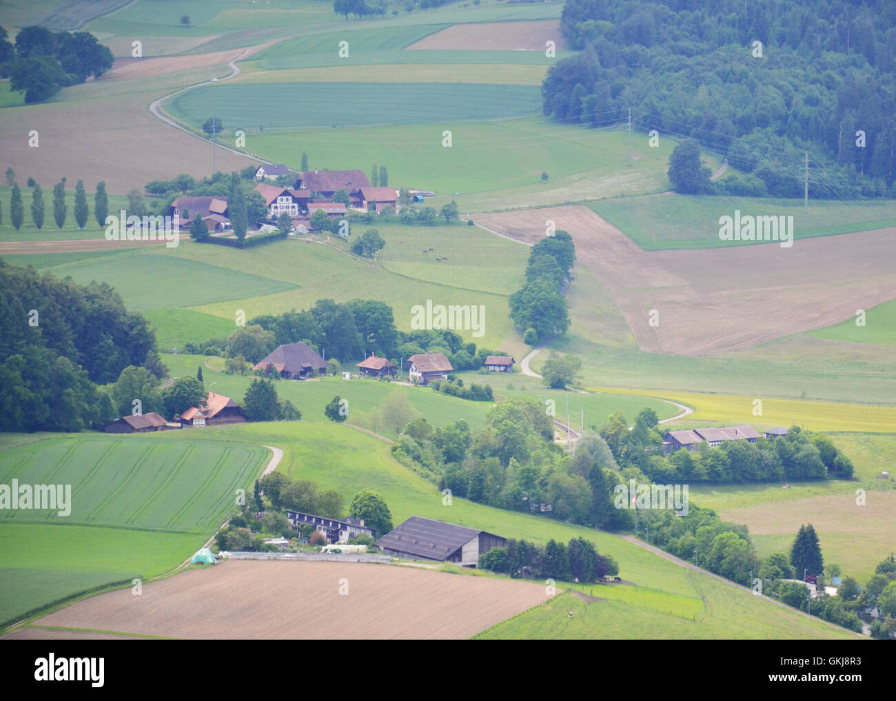 Vista aerea della Svizzera nelle aree rurali. Foto Stock