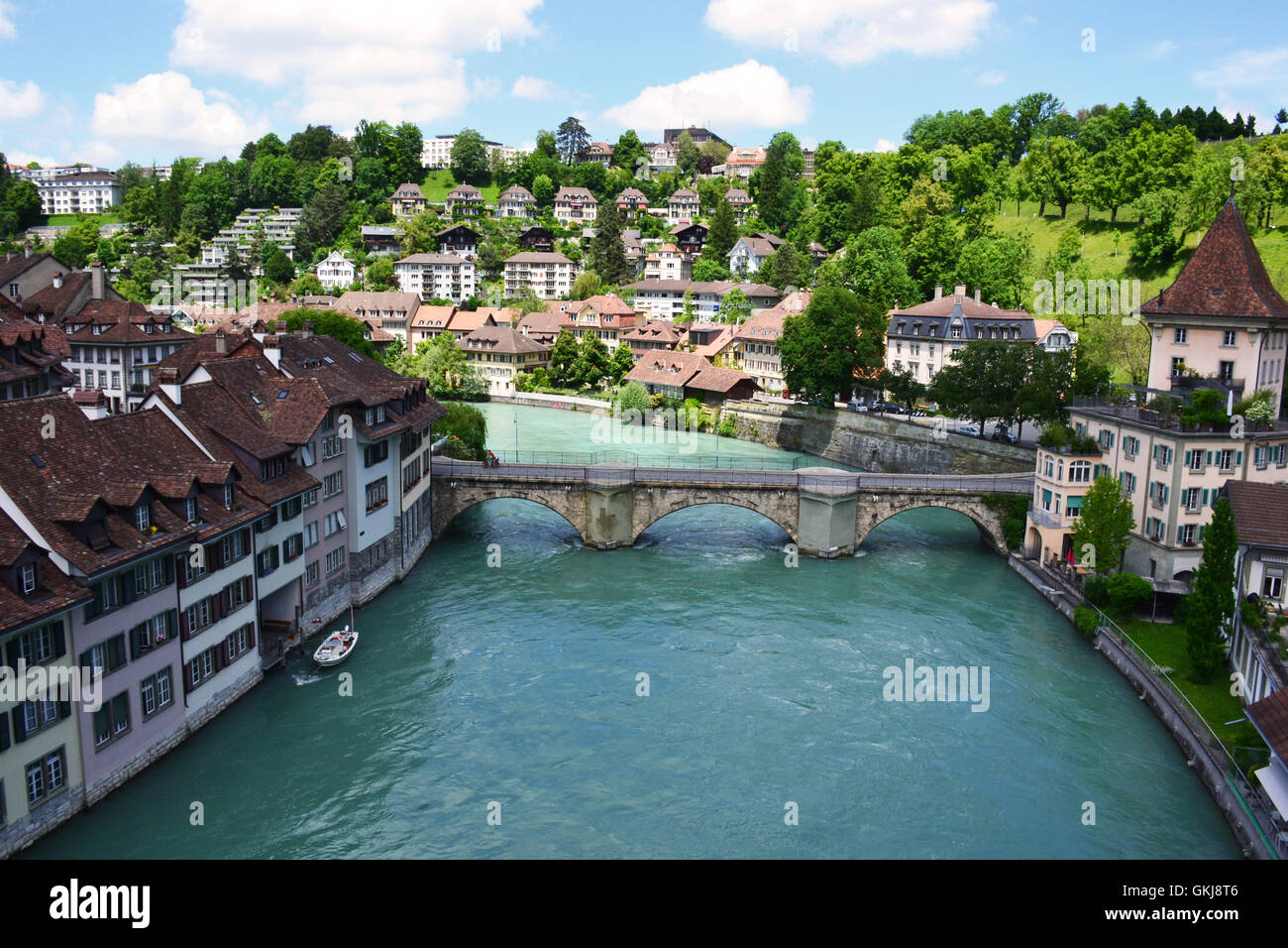Vista di Berna e del fiume Aare, Svizzera. Foto Stock