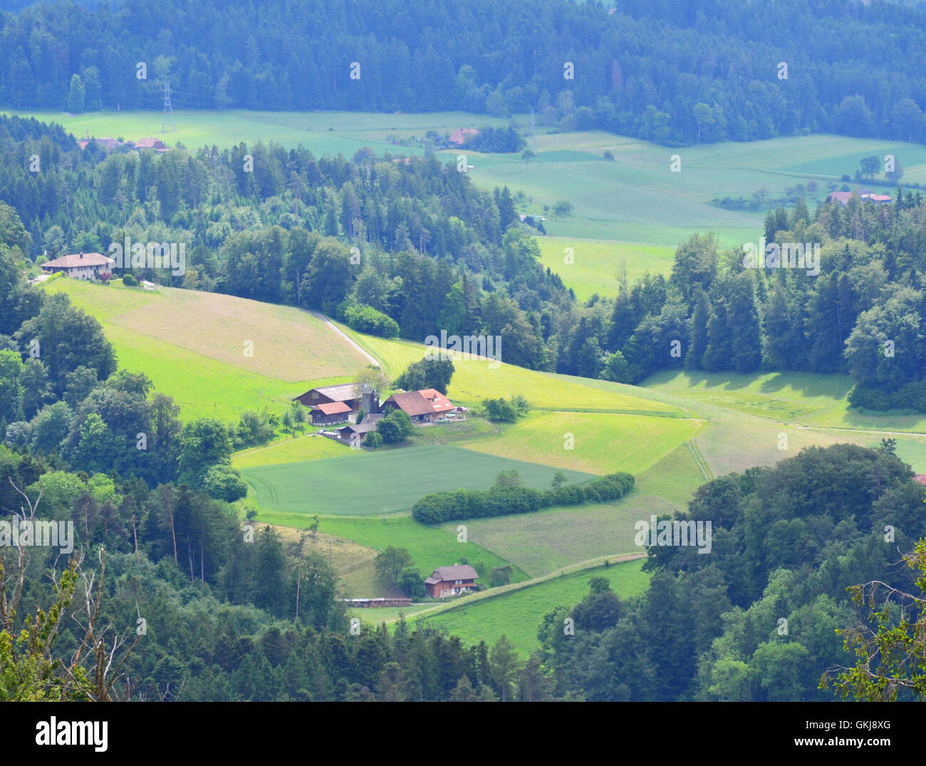 Vista aerea della Svizzera nelle aree rurali. Foto Stock