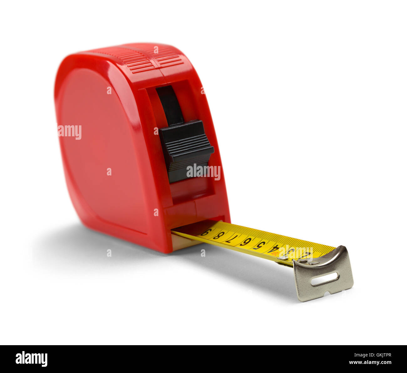Nastro Rosso misura isolati su sfondo bianco. Foto Stock