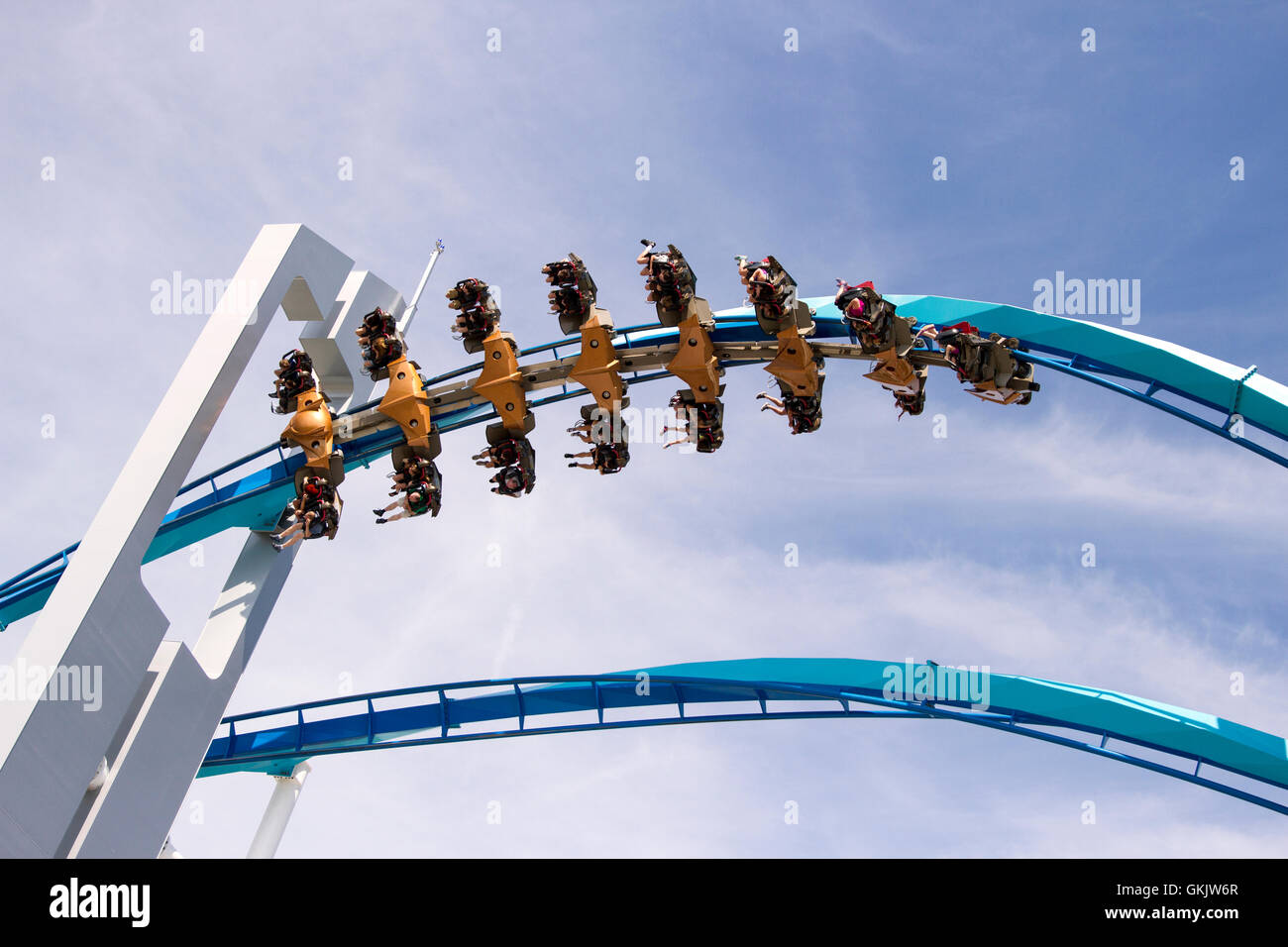 Terrificante ride a Cedar Point Foto Stock