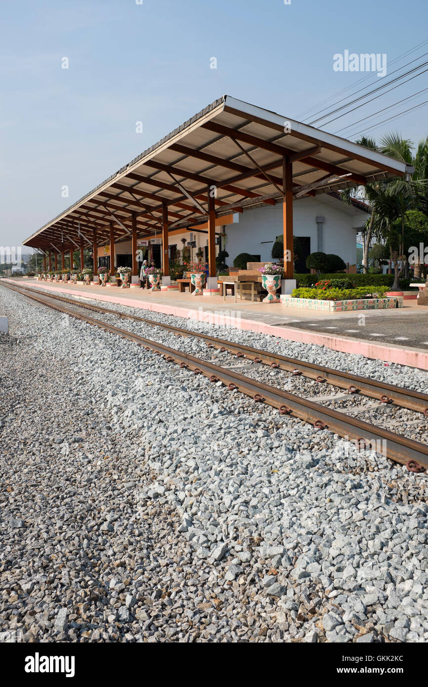 Pattaya in treno o in stazione ferroviaria della Thailandia Foto Stock