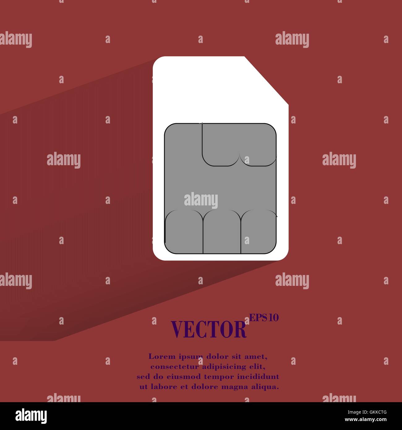 Scheda SIM. Appartamento moderno web pulsante con lunga ombra e lo spazio per il tuo testo. Illustrazione Vettoriale